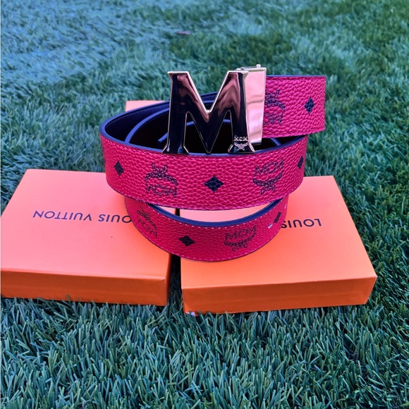 MCM Other - MCM Rose Gold/Red Belt | Size 30-36